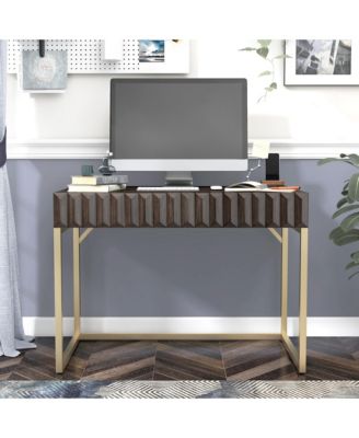 Prelli Steel Base 1-Drawer Writing Desk with USB Port and Outlet