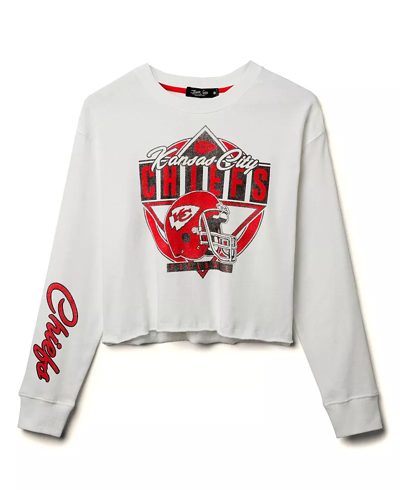 Junk Food Clothing Women's Nfl Kansas City Chiefs Helmet Crop Fleece