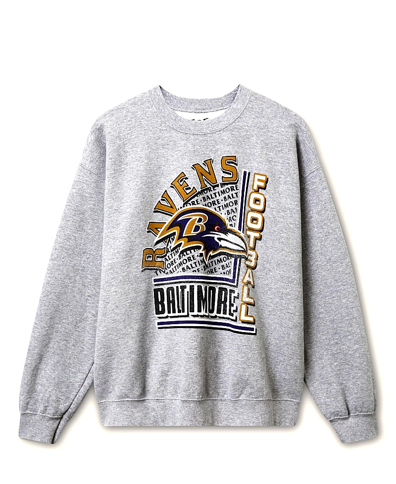 Junk Food Clothing Unisex Nfl Baltimore Ravens Backfield Flea Market Crew Fleece Sweatshirt In Gray