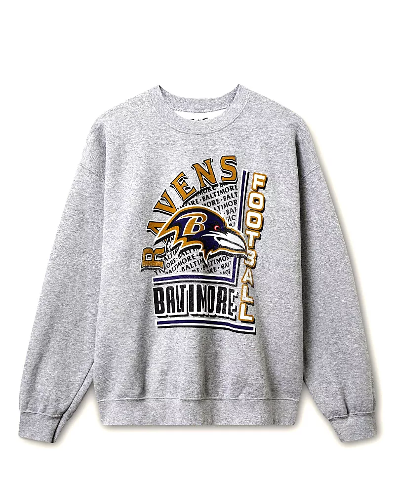 Junk Food Clothing Unisex Nfl Baltimore Ravens Backfield Flea Market Crew Fleece Sweatshirt