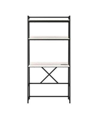 Goshen Steel Base 2-Shelf Writing Desk with USB Port and Power Outlet