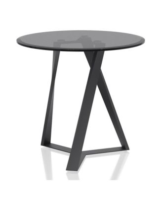 Webbe 24" O-Shaped Round Glass Top End Table
