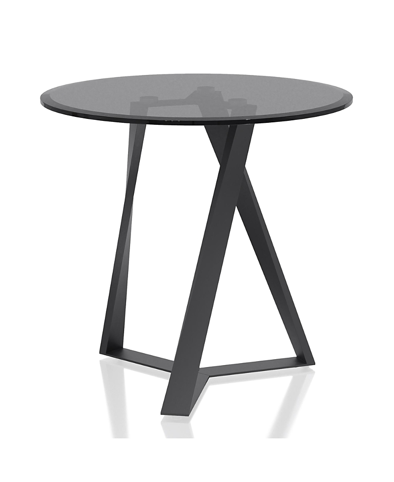 Furniture Of America Webbe 24 O-shaped Round Glass Top End Table In Black