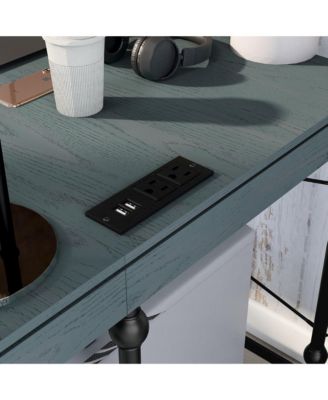 Hudson Steel L-Shape Corner Desk with USBs and Outlets