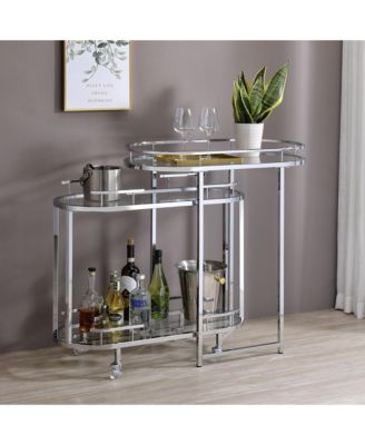 Ovaro Steel Frame Serving Cart with Top and Two Lower Shelves