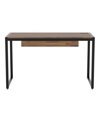 Rilla Steel Base 1-Drawer Writing Desk with USB Ports and Outlets