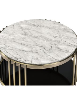 Athens 38" Steel Frame 1-Shelf Round Coffee Table