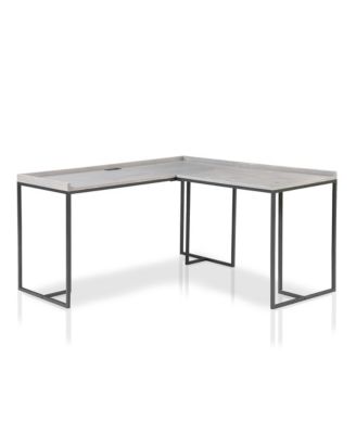 Hinsdale Metal Base L-Shaped Computer Desk with USB Port and Outlet