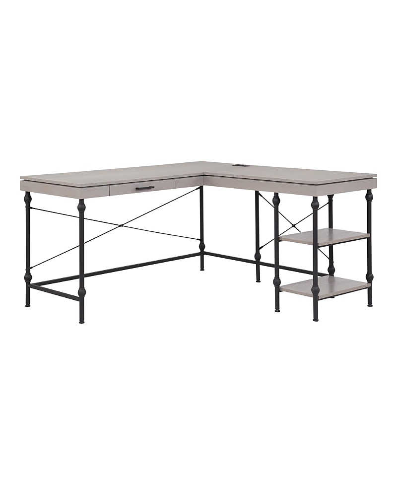 Furniture Of America Hudson Steel L-shape Corner Desk With Usbs And Outlets In Gray