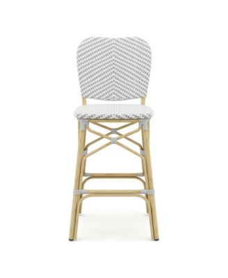 Colfer Aluminum and PE Wicker Patio Bar Chairs, Set of 2