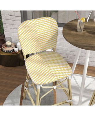 Colfer Aluminum and PE Wicker Patio Bar Chairs, Set of 2