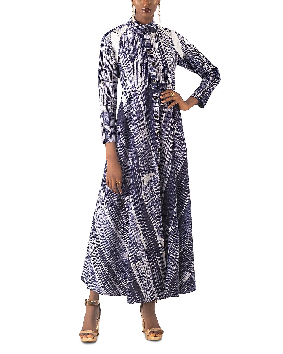 Busayo Erimpe Printed Button Front Maxi Dress