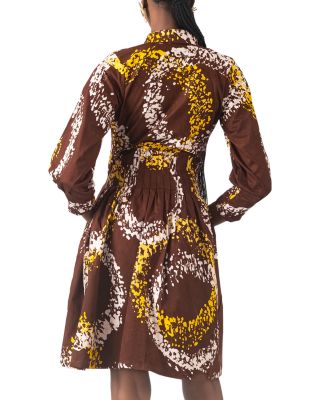 Kolawole Printed Zip Front Elbow Sleeve Dress
