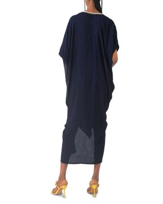 Olami Pearl Trim Asymmetric Midi Dress