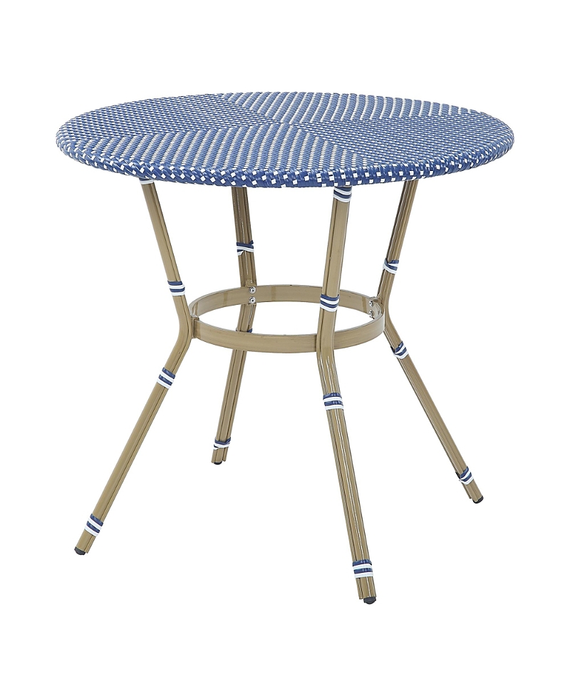 Furniture Of America Tricke Aluminum And Pe Wicker Patio Round Counter Height Table In Blue