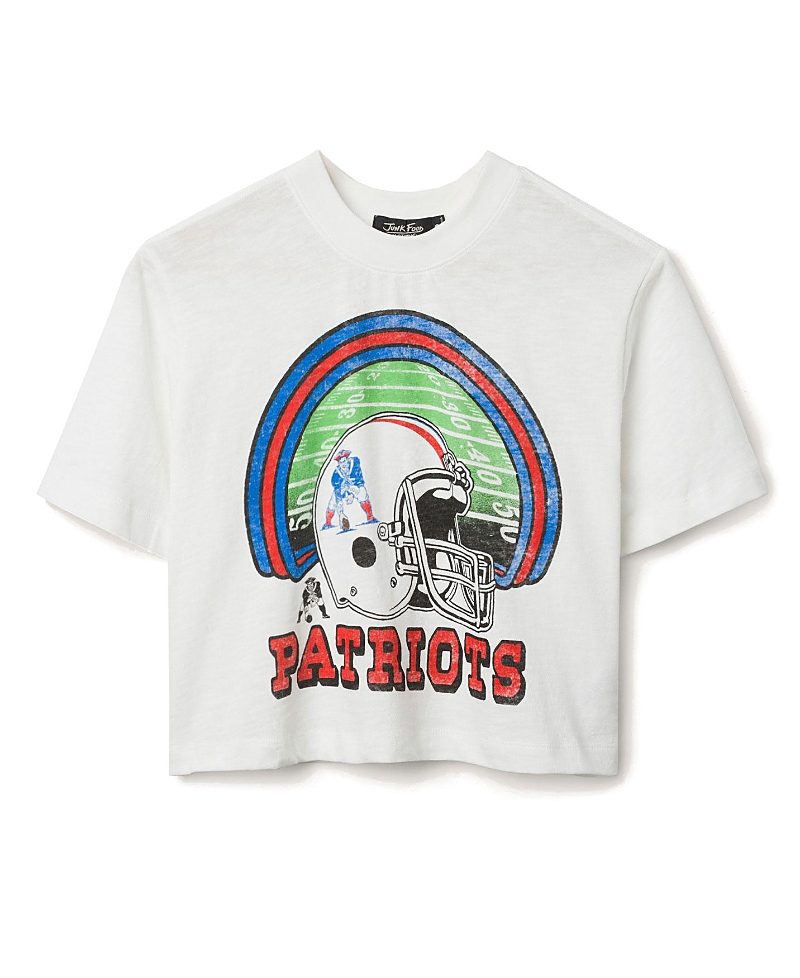 Junk Food Clothing Women's Nfl New England Patriots Game Time Mock Neck Crop Tee In White