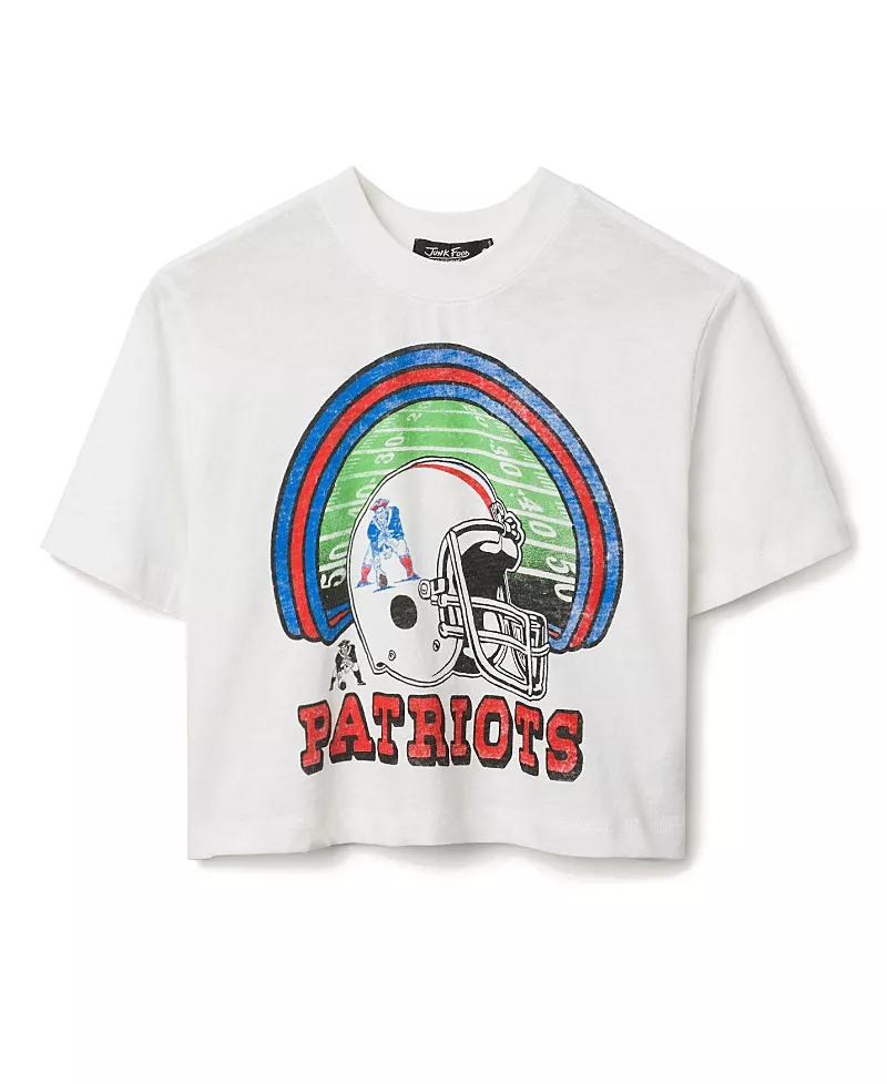Junk Food Clothing Women's Nfl New England Patriots Game Time Mock Neck Crop Tee