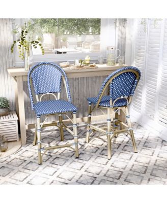 Tricke Aluminum and PE Wicker Patio Counter Height Chairs, Set of 2