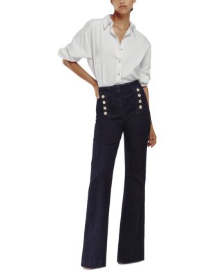 Petites Athena Flared Leg Jeans In Dark Blue