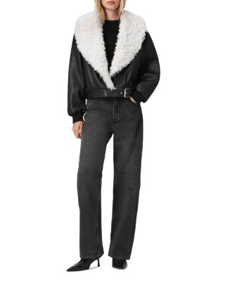 Libra Shearling Collar Bomber Jacket
