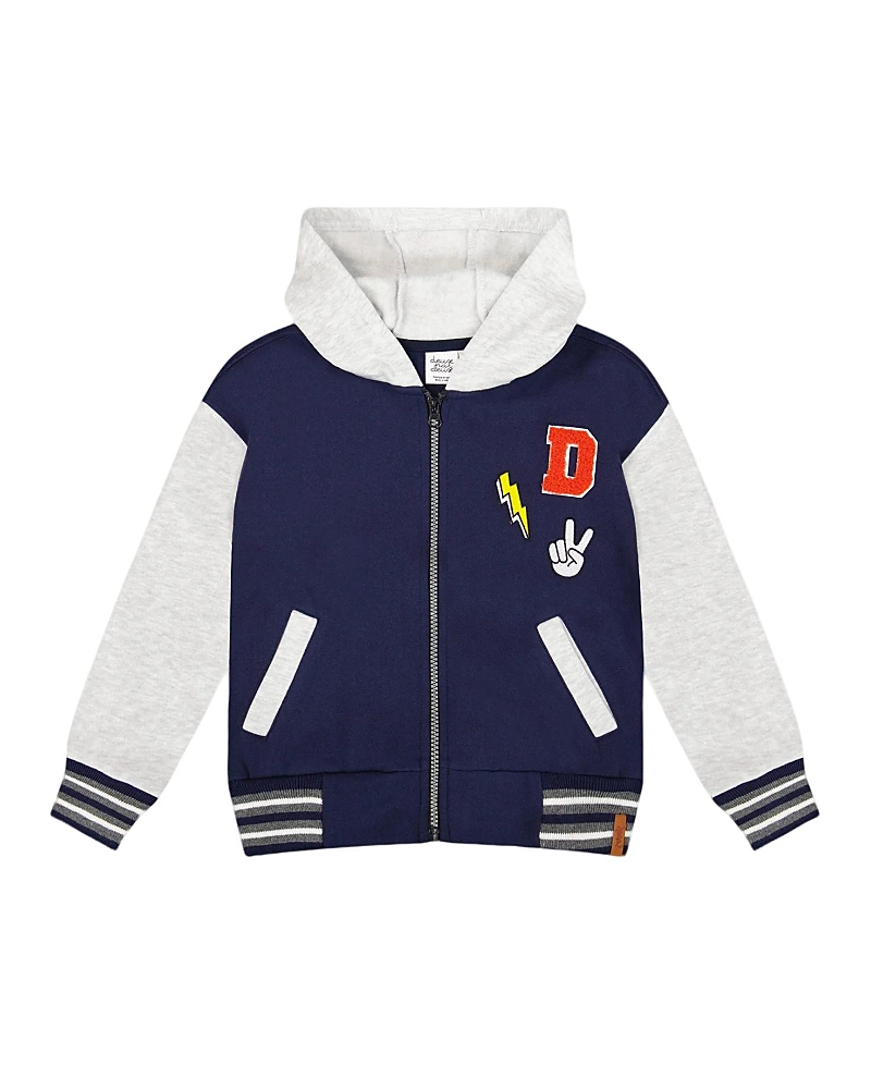 Deux Par Deux Full Zip Hooded Fleece Jacket Varsity In Multi