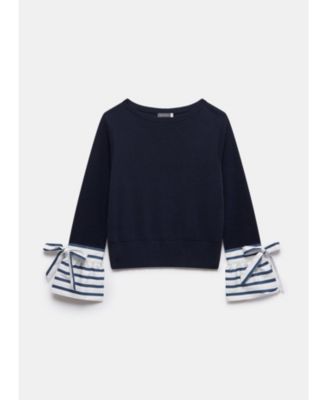  Women's Cotton Blend Striped Cuff Sweater