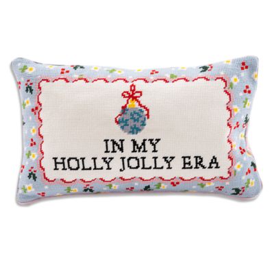 Holly Jolly Era Needlepoint Pillow
