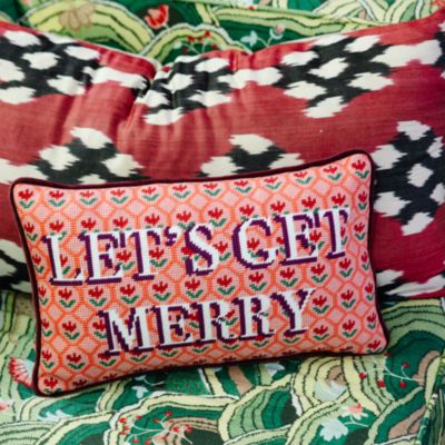 Let&#39;s Get Merry Needlepoint Pillow