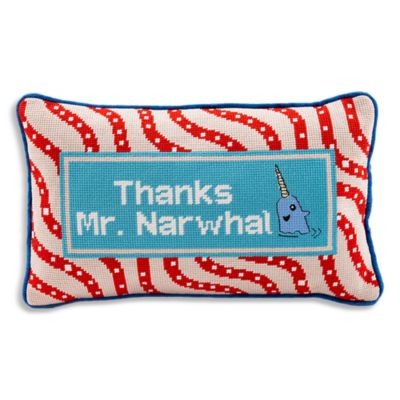 Narwhal Needlepoint Pillow