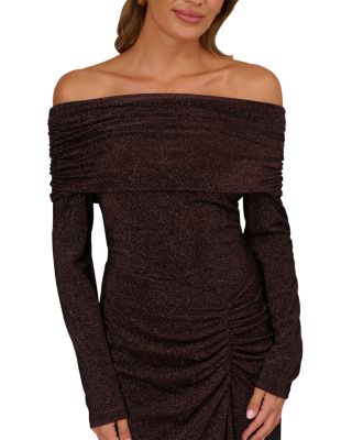 Metallic Knit Ruched Dress