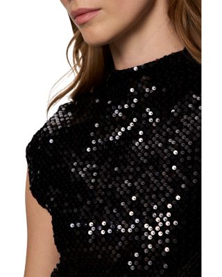 Funnel Neck Sequin Top
