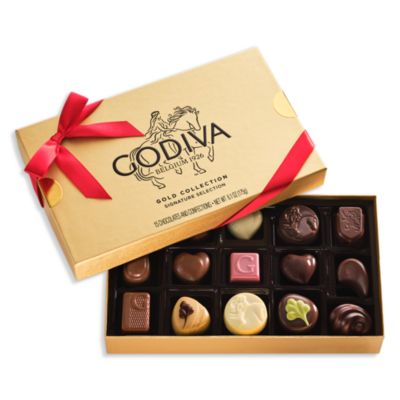 Holiday Assorted Chocolate Gold Gift Box, 15 Piece