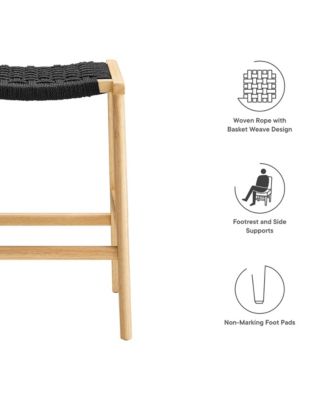 Saoirse Woven Rope Wood Counter Stool, Set of 2