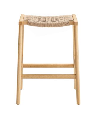 Saoirse Woven Rope Wood Counter Stool, Set of 2