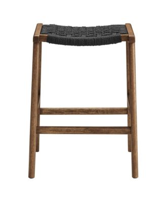 Saoirse Woven Rope Wood Counter Stool, Set of 2
