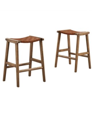 Saoirse Faux Leather Wood Counter Stool, Set of 2