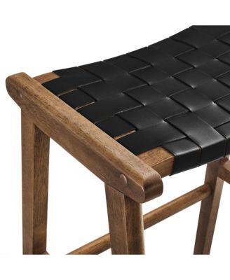 Saoirse Leather Wood Bar Stool, Set of 2