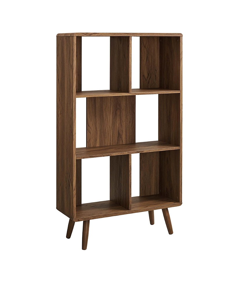 Modway Transmit 5 Shelf Wood Grain Bookcase In Brown
