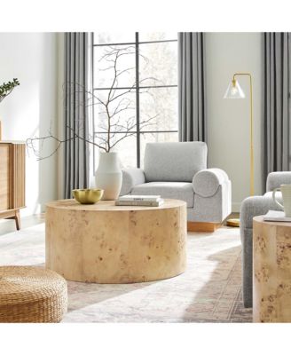 Cosmos 35" Round Burl Wood Coffee Table