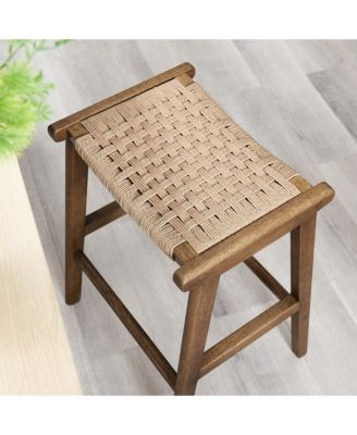 Saoirse Woven Rope Wood Counter Stool, Set of 2