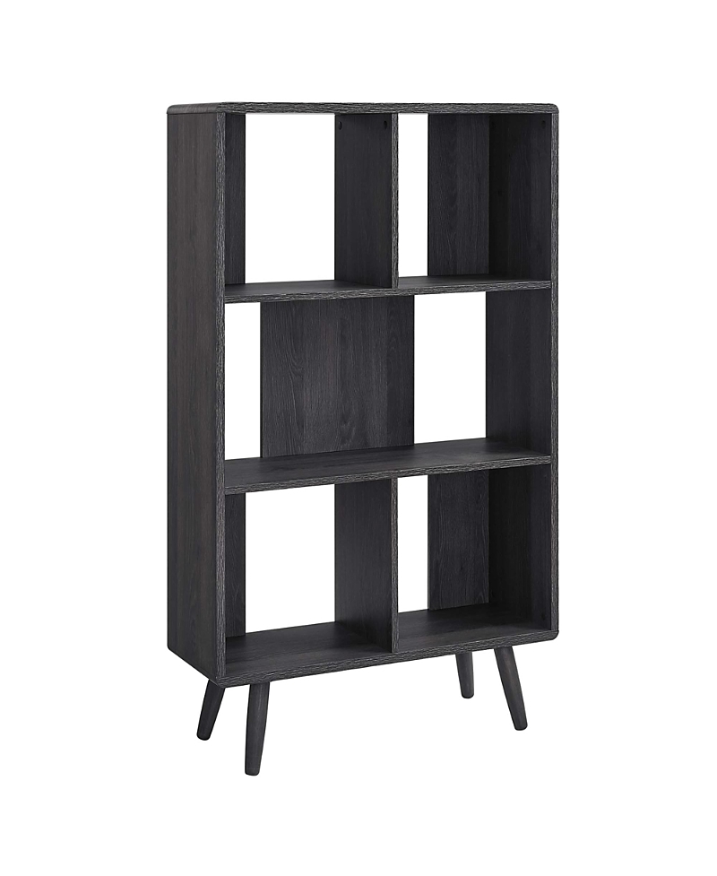 Modway Transmit 5 Shelf Wood Grain Bookcase In Gray