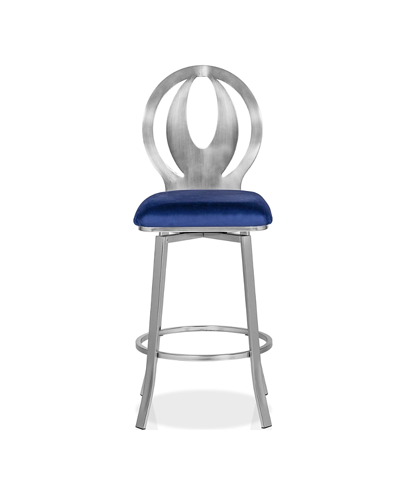 Furniture Of America Seneca 29-inch Microfiber Swivel Barstools With Steel Frame, Set Of 2 In Blue