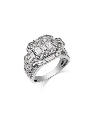 Mixed Cut Diamond Band Ring in 14K White Gold, 2.0 tcw
