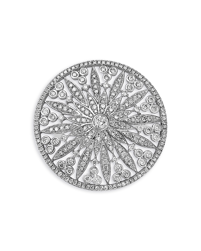 Bloomingdale's Fine Collection Diamond Circle Flower Brooch In 14k White Gold, 1.0 Tcw In Gold