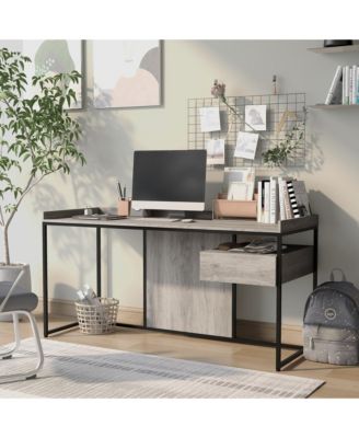 Tioga Steel Base 1-Drawer Writing Desk with USBs and Outlets