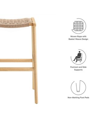 Saoirse Woven Rope Wood Bar Stool, Set of 2