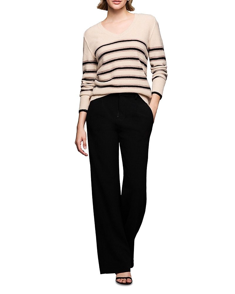 Nic + Zoe Nic+zoe Sparkle Stripe V-neck Sweater In Multi