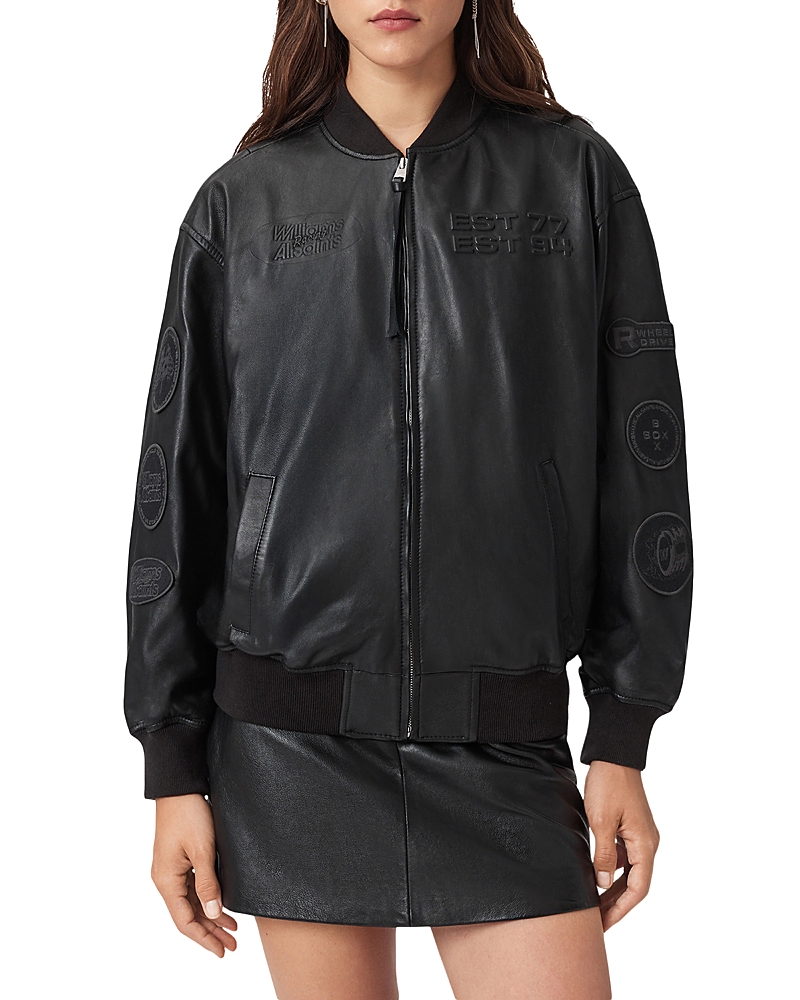 Allsaints Belle Leather Bomber Jacket In Black