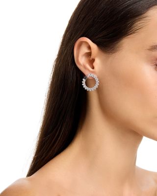 Diamond Spiral Hoop Earrings in 18K White Gold