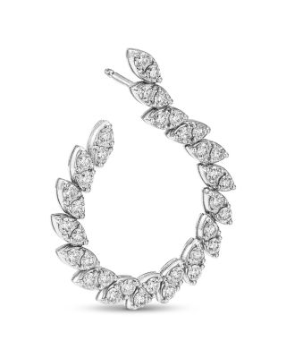 Diamond Swirl Drop Earrings in 18K White Gold